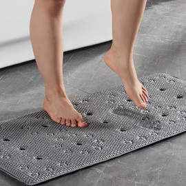 Webos Bathtub Mat Non Slip: Soft Safety Foam Bath Mat for Tub Suitable for Families Extra Large 17 X 36Inch with Drain Holes and Suction Cups Massage Tub & Shower Mat for Bathroom (Dark Grey)