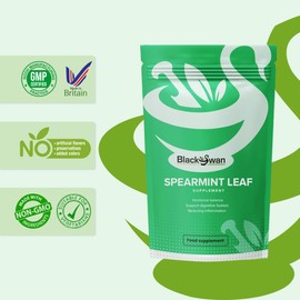 Black Swan Spearmint Leaf Capsules - 500mg Hormonal Balance Digestive Health Fatigue & Stress Relief Support Antioxidant Formula Natural Supplement - 30 Caps 1 Month Supply