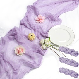 3 Pack 160in Lilac Cheesecloth Table Runners - 13.3ft Long Purple Gauze Table Runner Light Purple Cheese Cloth Runner - Lilac Table Cloth for Wedding, Bridal Baby Shower Decorations Valentine's Day