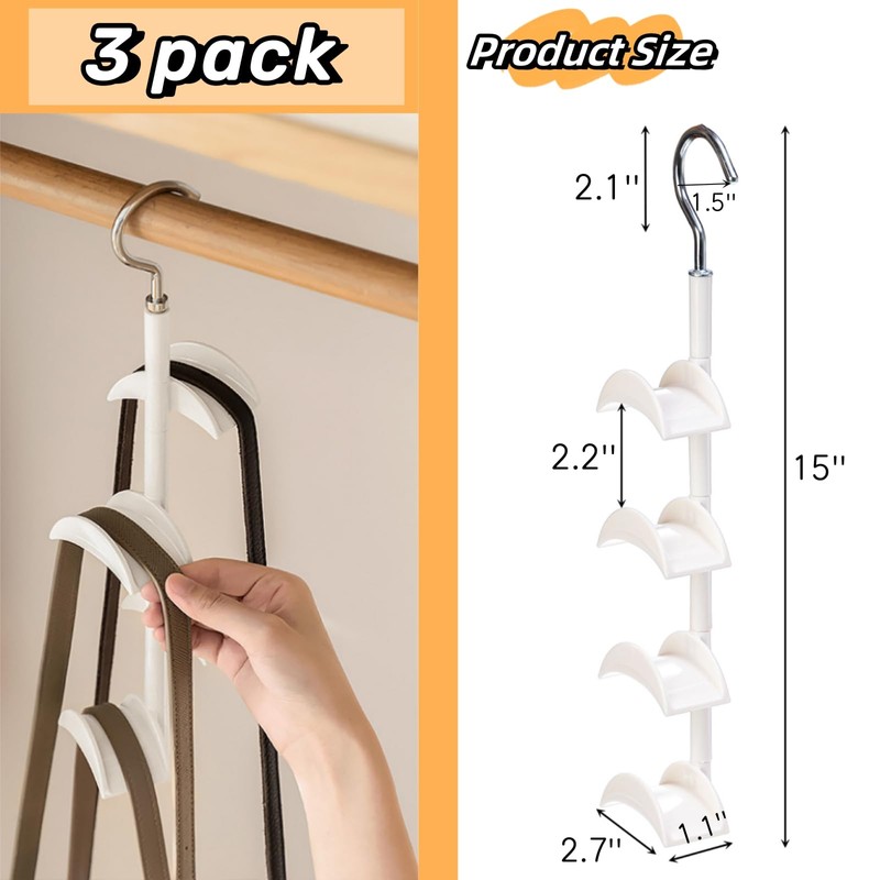 Lyellfe 3 Pack Purse Hanger for Closet, 360°Rotatable Handbag Tote