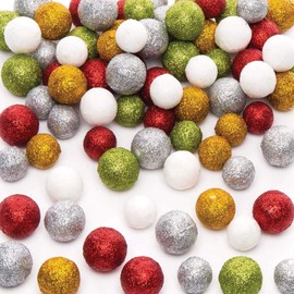 Baker Ross AR824 Styropor-Glitzerkugeln, verschiedene Größen – kreatives Weihnachtskunst- und Bastelzubehör für Kinder zum Basteln und Dekorieren, 60 g pro Packung