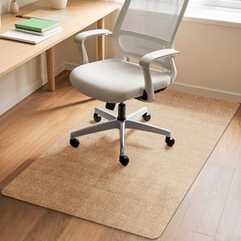 Office Chair Mat for Hardwood Floors 48"x36", Durable Non-Slip Large Tile Floor Protector, Anti-Scratch Thick Heavy-Duty Recyclable Gliding Desk Mats for Computer Rolling Chairs, Khaki/Camel