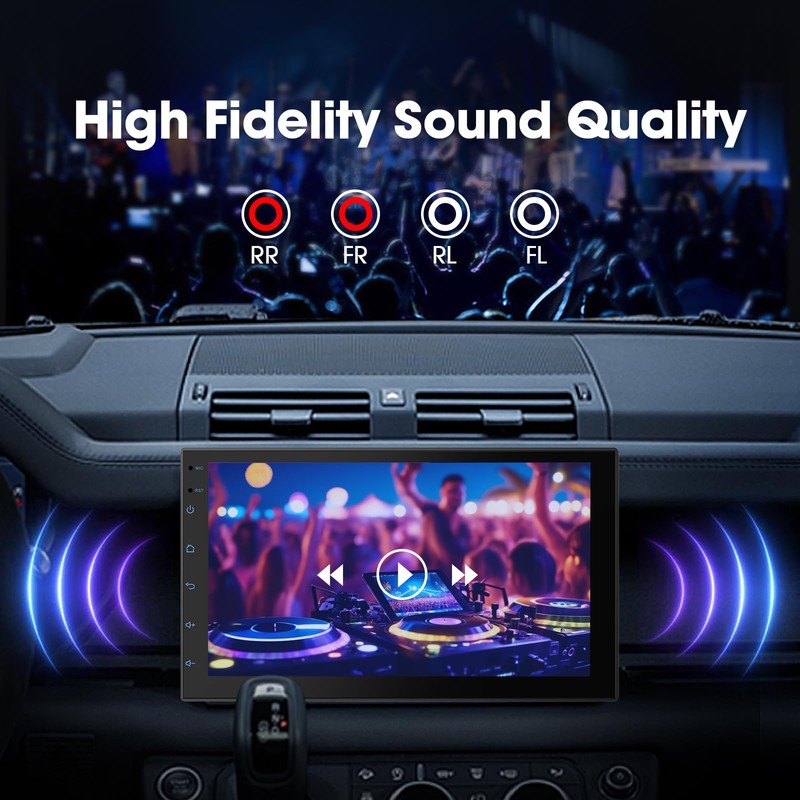 Haudio 7" Double Din Car Stereo with Wireless CarPlay &