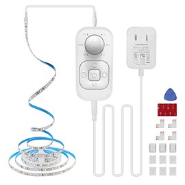 Motion Sensor Under Cabinet Lights - Plug-in LED Strip Lights Indoor with Power Adapter, Dimmer and Timer for Kitchen Cabinet, Counter, Shelf, Showcase, Stairway, Bedroom, Corridor, Washroom
