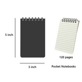 YIHUANYIFA 12pcs Small Spiral Notebook College Ruled 3x5inch Black Mini Cute Pocket Journals Hardcover 120 Pages 7mm Lined Pages Tiny Memo Pads for Home, Office, Work, or Travel (12, Black)