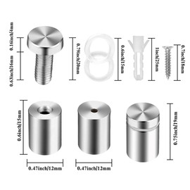 Standoff Screws, Sign Standoffs, Standoff Screws for Acrylic, Advertising Standoff Mount Metal, Sign Mounting Hardware, Sign Standoff Screws, Spacers & Standoffs, Stand Off Wall Mounts(0.47x0.75 in)