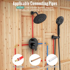 SR SUN RISE Shower Faucet - 8 Inch Multifunctional High Pressure Shower Head System with Handheld Shower Head Fixtures - Valve Included - Matte Black