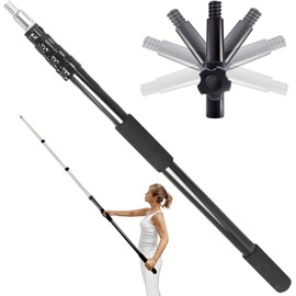 28FT Reach Telescopic Extension Pole, 5-20FT Multi-Purpose Extendable Pole with Universal Twist-on Metal Tip, Lightweight Sturdy Aluminum Paint Roller Extension Pole for Painting, Dusting and Cleaning