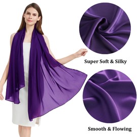 Nonakgado 100% silk head scarf-100% mulberry silk long neck scarf for women travel hijab beach shawl (CJ-Dark Purple)
