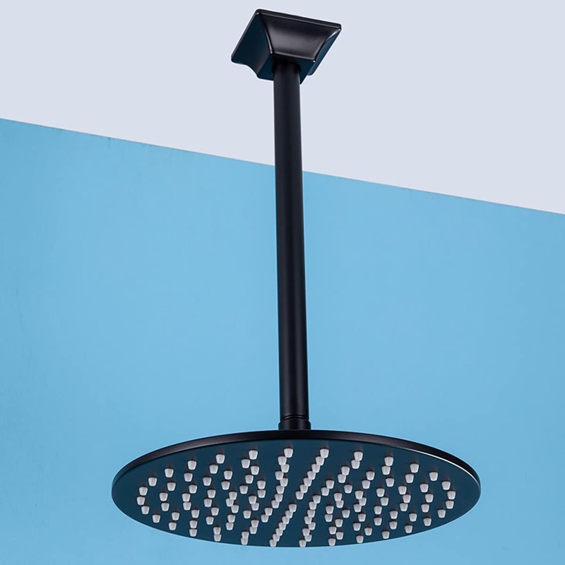 SEABEFORE 12" Ceiling Mounted shower arm Matte Black shower head