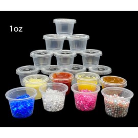 200 x 1oz | Round Food Containers | Lids Sauce Pots | Plastic Pots with Seperate Lids | Sauce Cups Take Away | Deli Pots | BPA Free (200, 1oz)