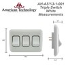 American Technology Components Triple SPST On-Off Switch with Bezel, 12-Volt,