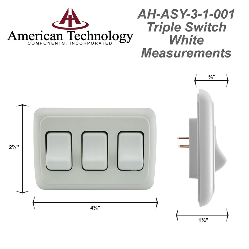 American Technology Components Triple SPST On-Off Switch with Bezel, 12-Volt,