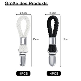 Towel Hangers, 8 Pieces Towel Clips for Hanging, Towel Clips with Loops, Towel Clips, Towel Clips for Hanging (White + Black)