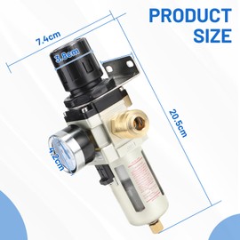 SWAWIS Pressure Regulator Compressed Air Water Separator Compressed Air 3/8 Inch Pressure Regulator Compressor Maintenance Unit Compressed Air with Quick Coupling Compressor Accessories