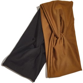 Wide Headbands for Women - Fashion Sports Headband for Workout, Yoga, Gym, Running, Exercise | Stretchy Head Bands for Women’s Hair | Hair Accessories for Women (Black and Camel, One Size)