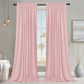 SMILETIME Pink 84in Long Velvet Curtains with Rod Pocket Thermal Insulated Soft Privacy Room Darkening Velvet Drapes for Bedroom and Living Room, Set of 2 Panels, 52 x 84 Inches Long