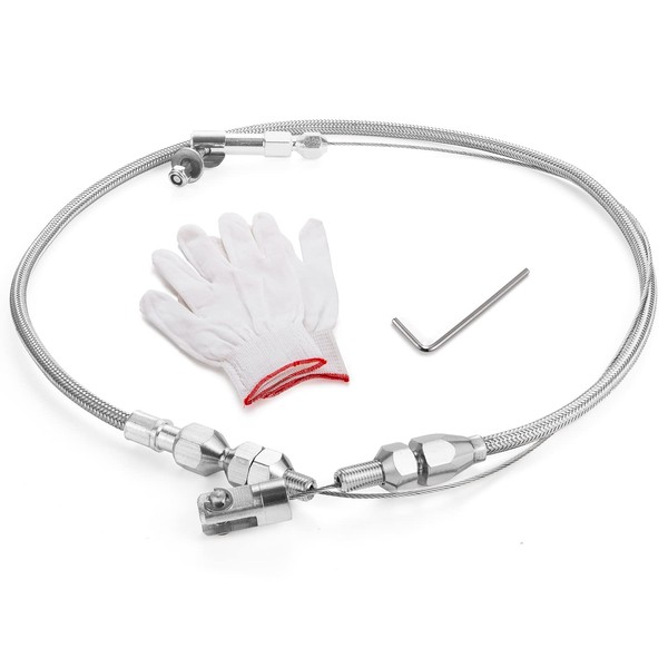 Spurtar 24" Universal Throttle Cable Stainless Steel Braided Covering Locking