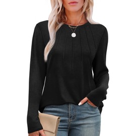 WIHOLL Tunics or Tops to Wear with Leggings Plus Size Sweaters Pleated Sweatshirt Black 2XL