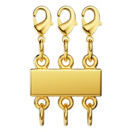 Necklace Layering Clasp - 18K Gold Necklace Separator for Layering, Magnetic Multiple Necklace Clasps and Closures for Women Necklace Chain Extender (Triple Gold A)