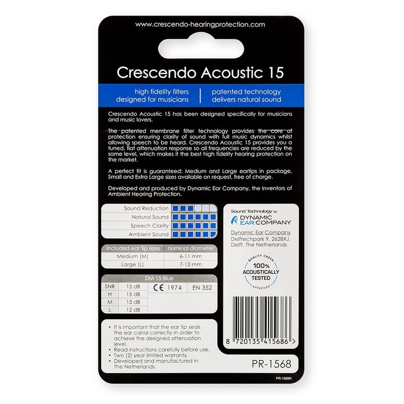 CRESCENDO PRO Ear Plugs for Wind Instruments Acoustic Jazz Ear