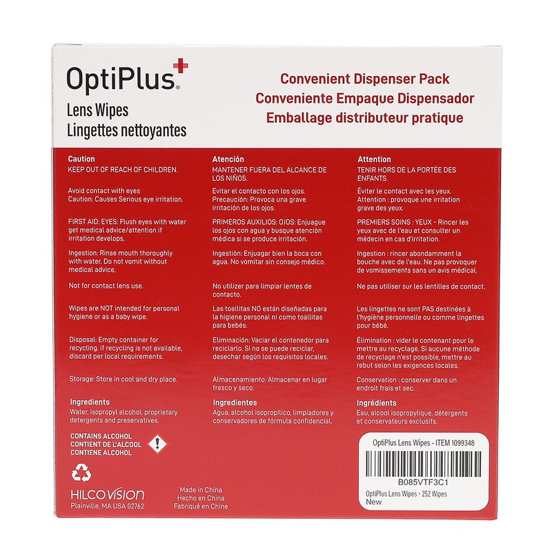 OptiPlus Eyeglass Lens Wipes l Pre-Moistened l Cleaning Wipes for