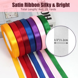Luomorgo 1/2 Inch Satin Ribbon, 25 Yards White Satin Ribbon, Fabric Ribbon for Gift Wrapping, Flower Bouquet, DIY Craft, Sewing, Wedding, Birthday Party Decorations