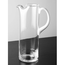 Barski - European Quality - Glass - Straight Sided Glass Pitcher with Opal (White) Handle - With Spout And Ice Lip 11" Height - 64 oz. Liquid Capacity - Made in Europe