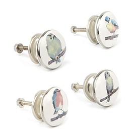 Totally Decor Laura Ashley x 4 Ceramic Bird Illustration Draw Pulls. Ceramic Knobs Door Handle Cabinet Drawer Puller Cupboard Pull for Cupboards, Wardrobe, Drawer, Dresser, Chest