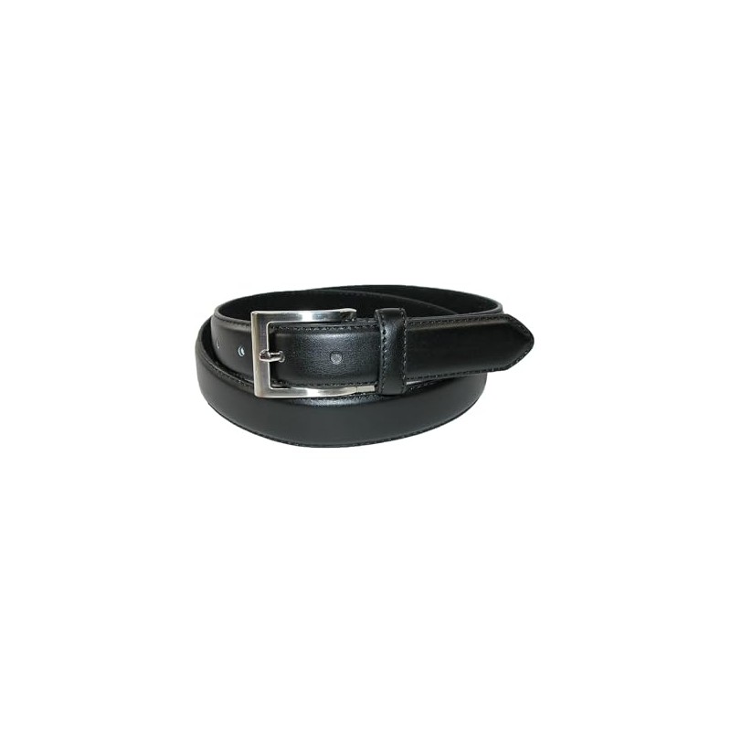 CTM Men's Leather 28.5 mm Basic Dress Belt with Silver