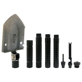 ecox Folding Shovel Survival Multitool for Camping Outdoors Shovel 4 Body Screwdriver Knife Saw Whistle Starter Can Opener Glass Shatterer All in one Tool