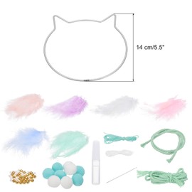 PATIKIL DIY Dream Catcher, Cat Making Dream Catcher Supplies Handmade Dream Catcher Kit Feather Pompom Beads for Wall Hanging Ornament Decor Craft, Green