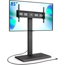 FITUEYES Iron Base Floor TV Stand with Power Strip, Tall TV Stand with Swivel Mount for 50-85 Inch Plasma Flat Panel or Curved Screen TVs Height Adjustable Wire Management MAX VESA 800x400 mm