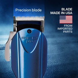 Red Pro Titanium Hair Clipper Made in USA from Imported Parts, Carbon-Steel Blade