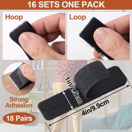 Mxxipp 16 Pair 1x4 Inch Hook and Loop Strips, Heavy Duty Double Sided Hook & Loop Tape Fastener, Self-Adhesive Wall Mounting Picture Hanging Strip for Office Home Indoor Outdoor- Black