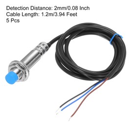 MECCANIXITY M12 Approach Sensor Inductive Proximity Sensor Switch NC Normally Close NPN 4mm Detection Distance, DC 6-36V LJ12A3-4-Z/BX, 3.9ft, 5Pcs