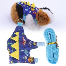 Cute Breathable Ferret Harness Leash Set Easy OnOff Soft Guinea Pig Harness Adjustable Nylon Leashes for Totoro (Dinosaur Kingdom)