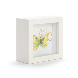 DEMDACO Wall or Tabletop Shadow Box, Everyday Home Décor, 4 Inch Wood and Glass, Endlessly Hopeful Butterfly