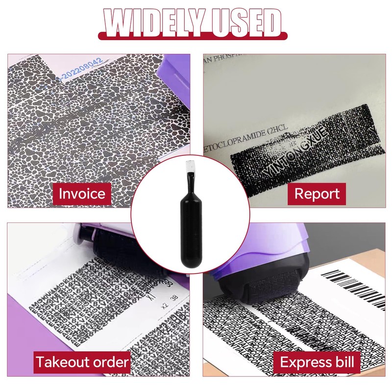 10 Pcs Identity Theft Protection Roller Stamp Ink Set with
