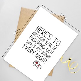 Naixiwen Funny Anniversary Card for Boyfriend Girlfriend, Wedding Anniversary Card from Husband Wife, Valentine's Day Card, Here's to Another Year of Figuring Out What's for Dinner Every Night