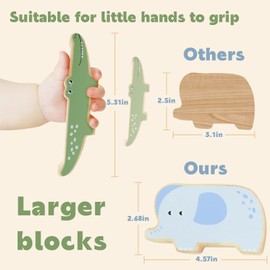 PairPear Wooden Stacking Toys for Toddlers Animals Stacking Blocks Balance Game for Preschoolers Montessori Sensory Toys with Large Blocks Educational Gift for Boys and Girls 18 Months+