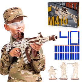 VATOS Wooden Gun Puzzles, 3D Wooden Puzzles Gun for Adult with Foam Soft Bullet, Electric Wooden M416 Model Rifle Puzzle Toy Guns, Wood Puzzles DIY Building Kits for Adult Christmas Birthday Gift