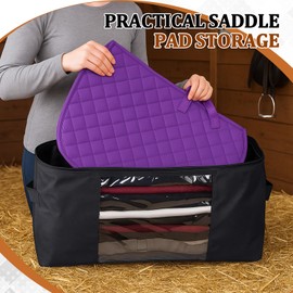 Shinylin Saddle Pad Bag Oxford Horse Blanket Storage Bag Large Capacity with Ventilation Multi Carrier for Western English Equestrian Gear, 26x21x14 Inch