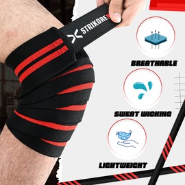StrikoreX - Rodilleras para levantamiento de pesas (par) para hombres y mujeres, lo mejor para entrenamiento cruzado y prensa de piernas, envolturas de gimnasio para entrenamiento, levantamiento de