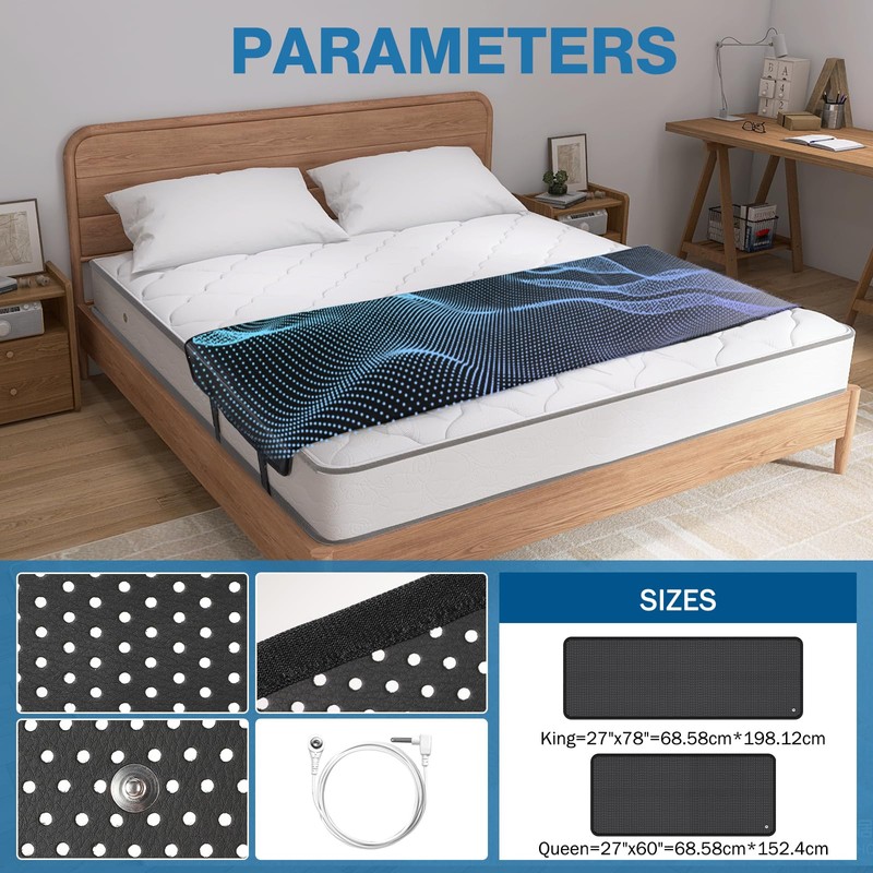 Grounding Mat for Bed King Size-PU Leather Earthing Pad for