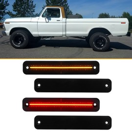 Aexploer LED Side Marker Lights Compatible with F100/150/250/350 1973-1979,for Econoline E100/150/250 1975-1991,for Bronco 1978-1979,Side Markers Lamps Lights Assembly(Smoked Lens)