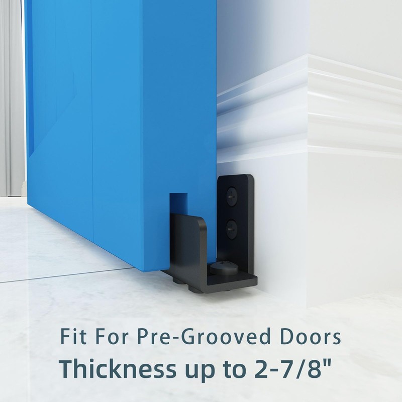 JUBEST Matte Black Floor Guide Wall Mount Sliding Barn Door