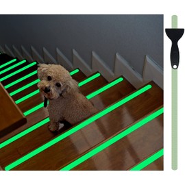 cocofy Fluorescent Non-Slip Strips, Luminous Stickers, Stairs, Photoluminescent Tape, XXL (90 x 3 cm), for Indoor Stairs, Non-Slip Stickers, Pack of 18
