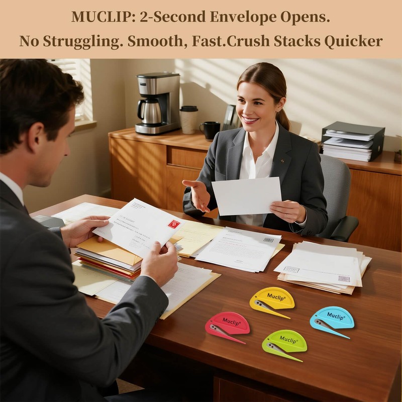 Muclip 4 Pack Letter Opener with Magnetic Stickers - Hidden
