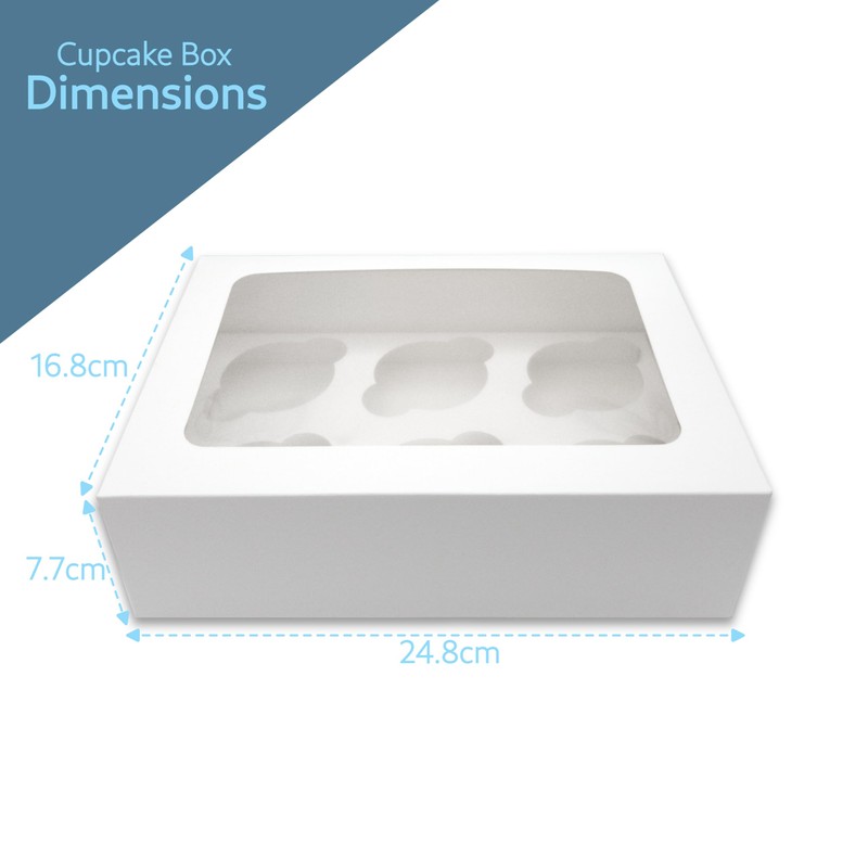 R&J 4 Pack - 6 Hole Cupcake Boxes, White Bakery